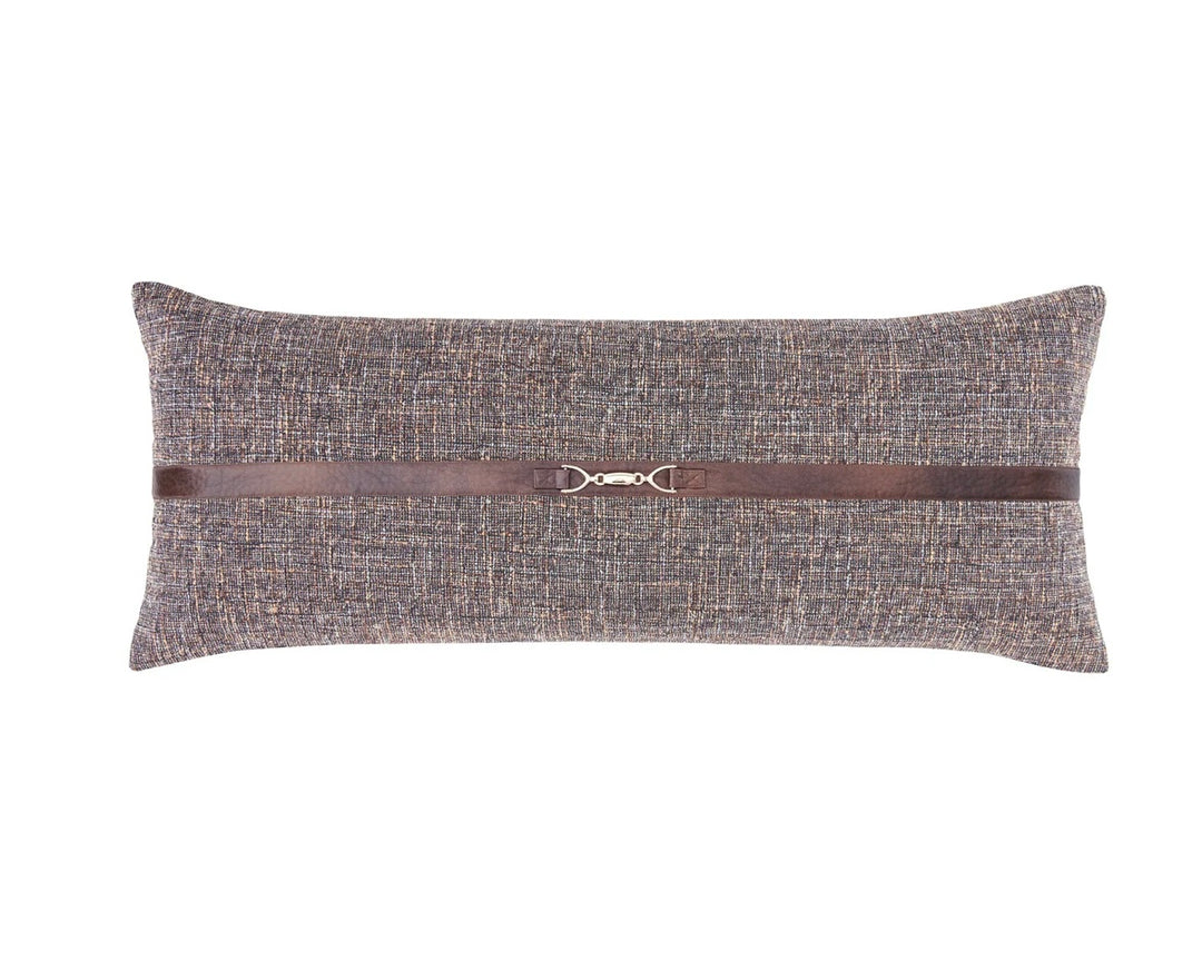 Tweed Buckle Detailed Lumbar Pillow 14x36 brown