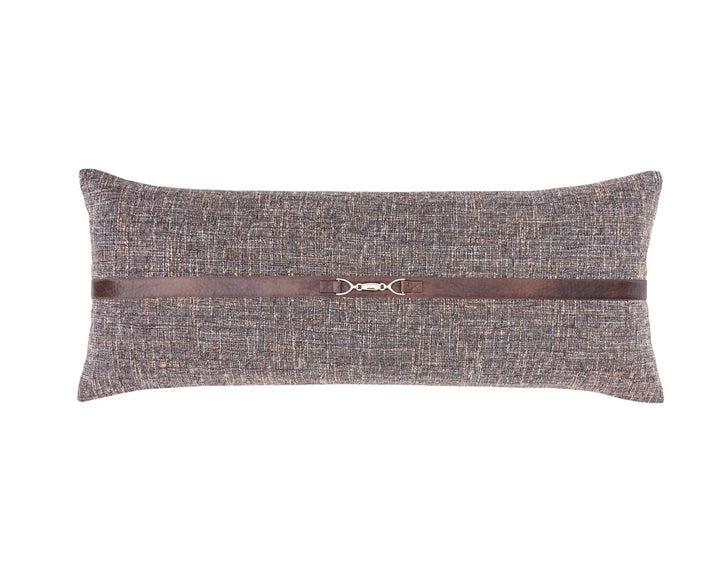 Tweed Buckle Detailed Lumbar Pillow 14x36 brown