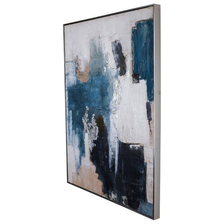 Cerulean Textured Wall Art - Hand Painted