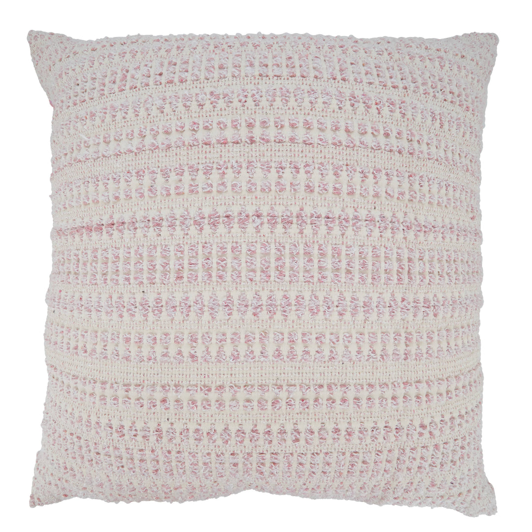 Woven Throw Pillow With Line Design: Blue / Down Filled / 16"x24"