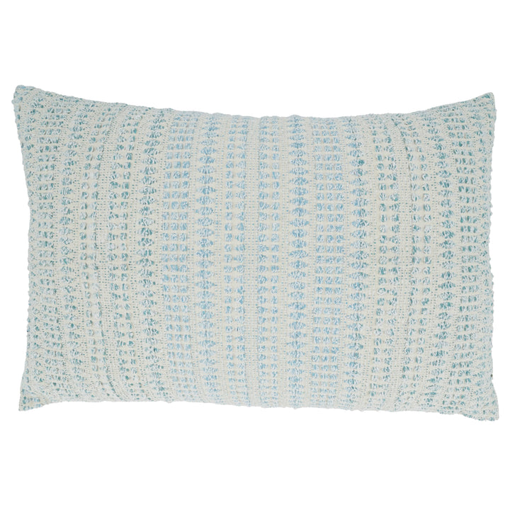 Woven Throw Pillow With Line Design: Blue / Down Filled / 16"x24"