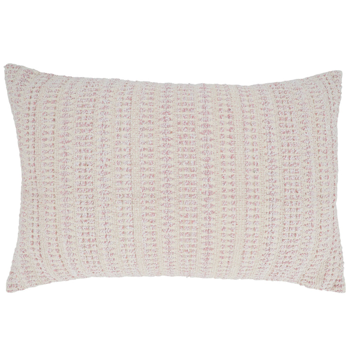 Woven Throw Pillow With Line Design: Blue / Down Filled / 16"x24"