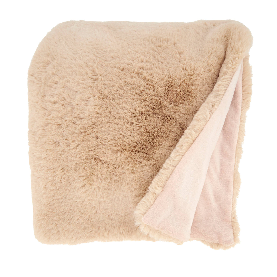 Faux Rabbit Fur Throw: Natural / 50"x60"