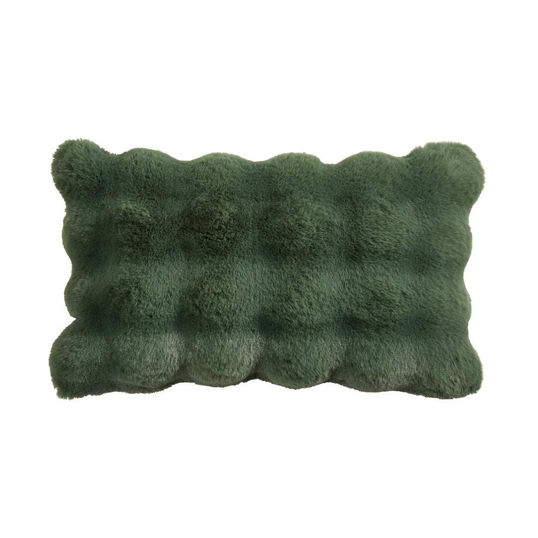 Bubble Faux Fur Down Filled Pillow: Jasper Green, 12"x20"
