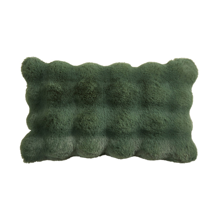 Bubble Faux Fur Down Filled Pillow: Jasper Green, 12"x20"