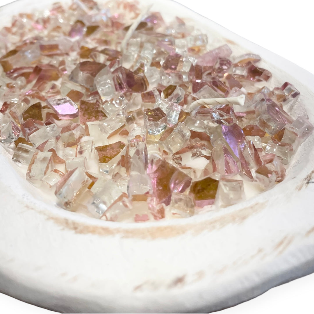 Sparkling Rose FIRE BOWL candle - (Grapefruit fragrance)