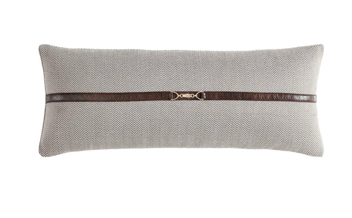 Tweed Buckle Detailed Lumbar Pillow 14x36 brown