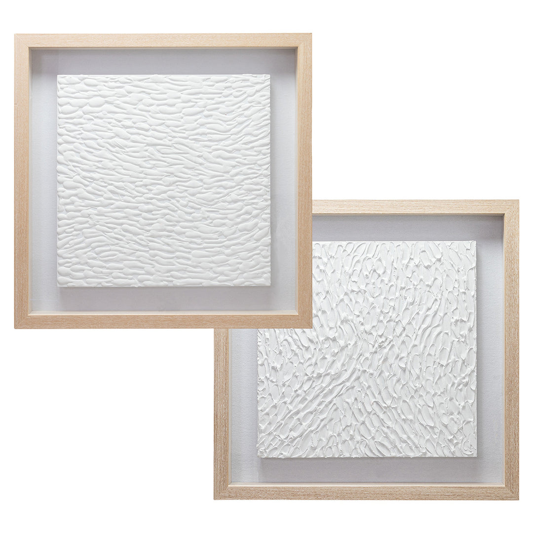 Zander Hand Painted Textured Wall Art, Shadow Box Style- Set of 2