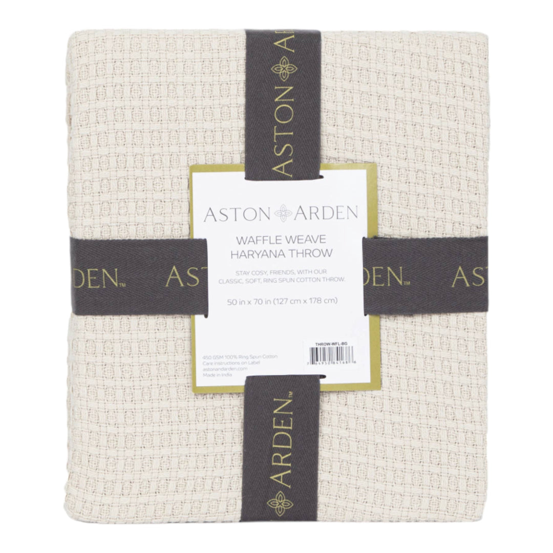 Luxury Waffle Weave Throw Blanket, Beige- 50x70