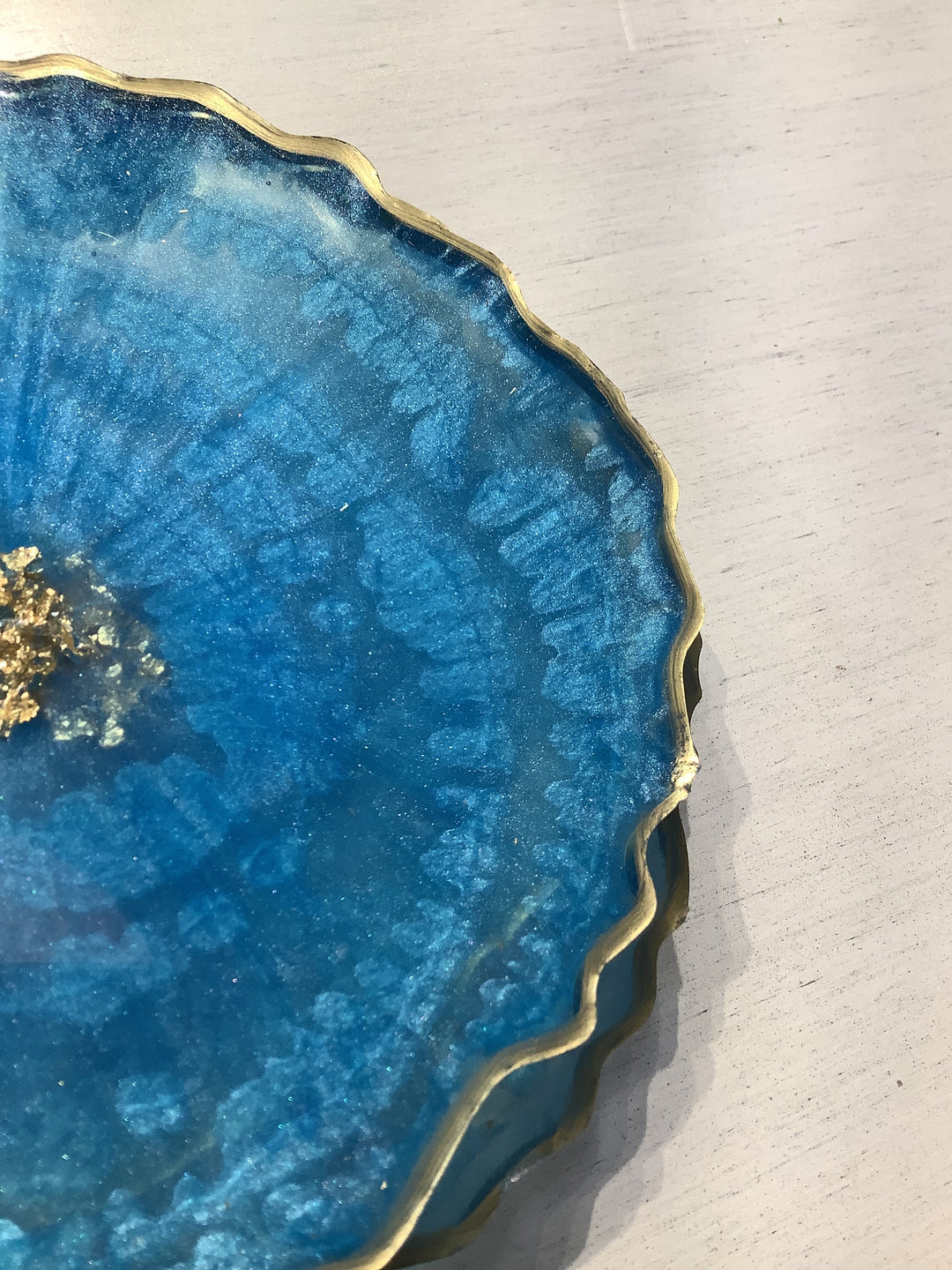 Set of 4 Round Geode Coasters: Blue