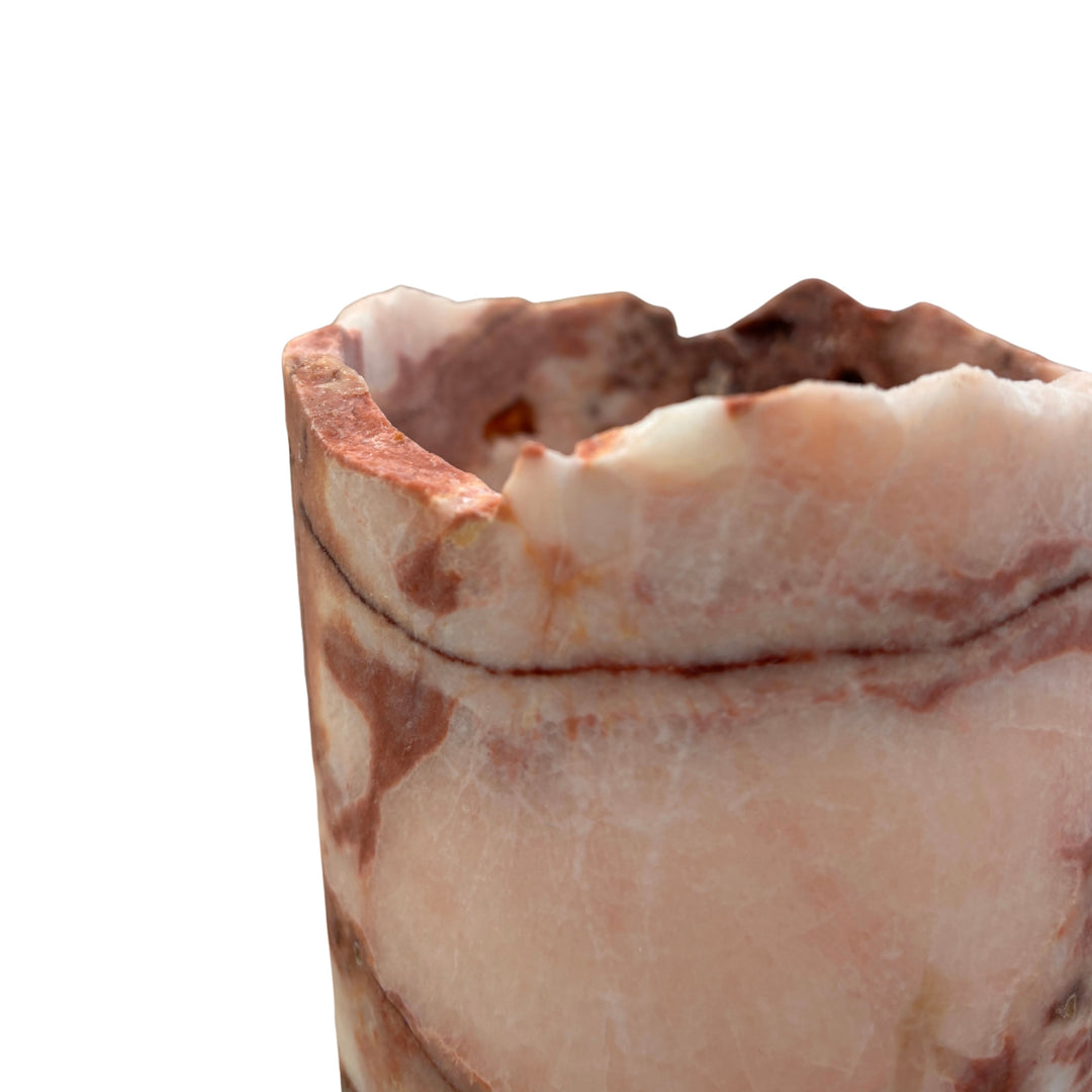 Dusty Rose Hand Carved Onyx Lamp 12”H x 4.5”W