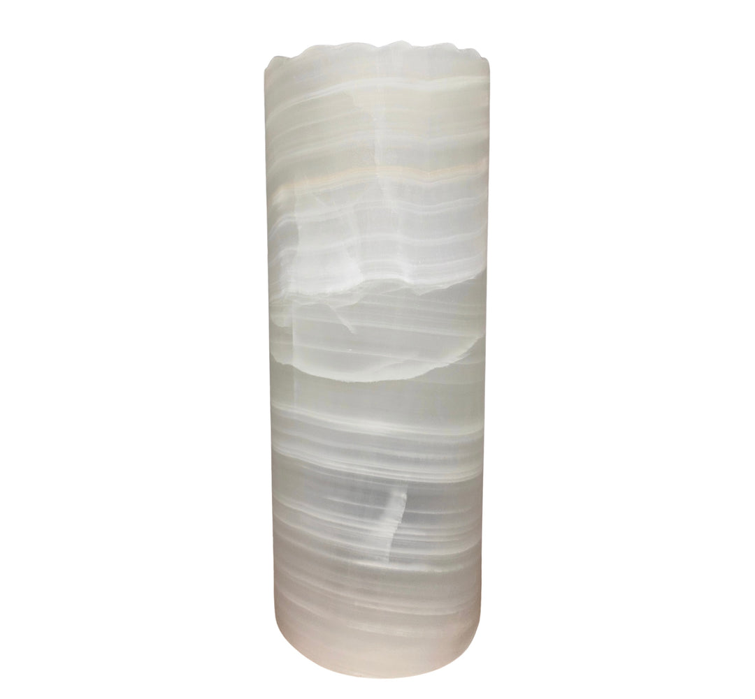 White Ice Onyx Lamp Live Edge 12"H x 4.5"W