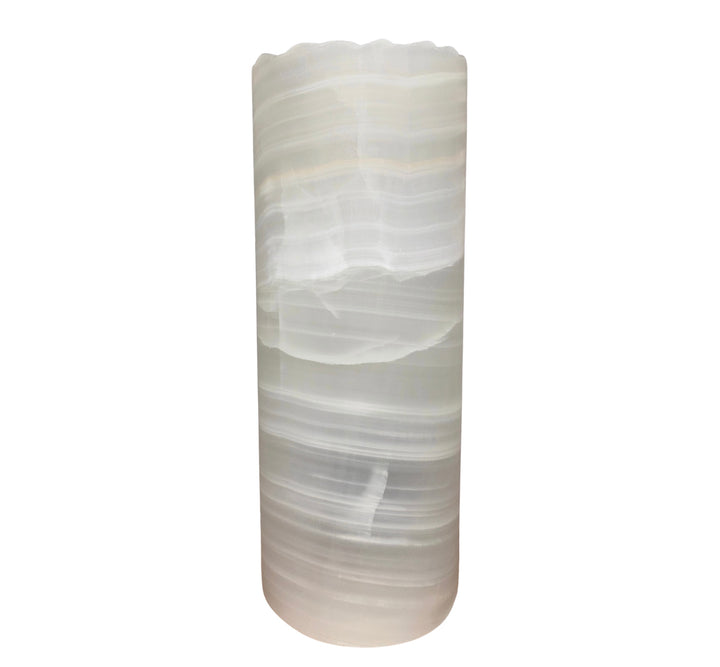 White Ice Onyx Lamp Live Edge 12"H x 4.5"W
