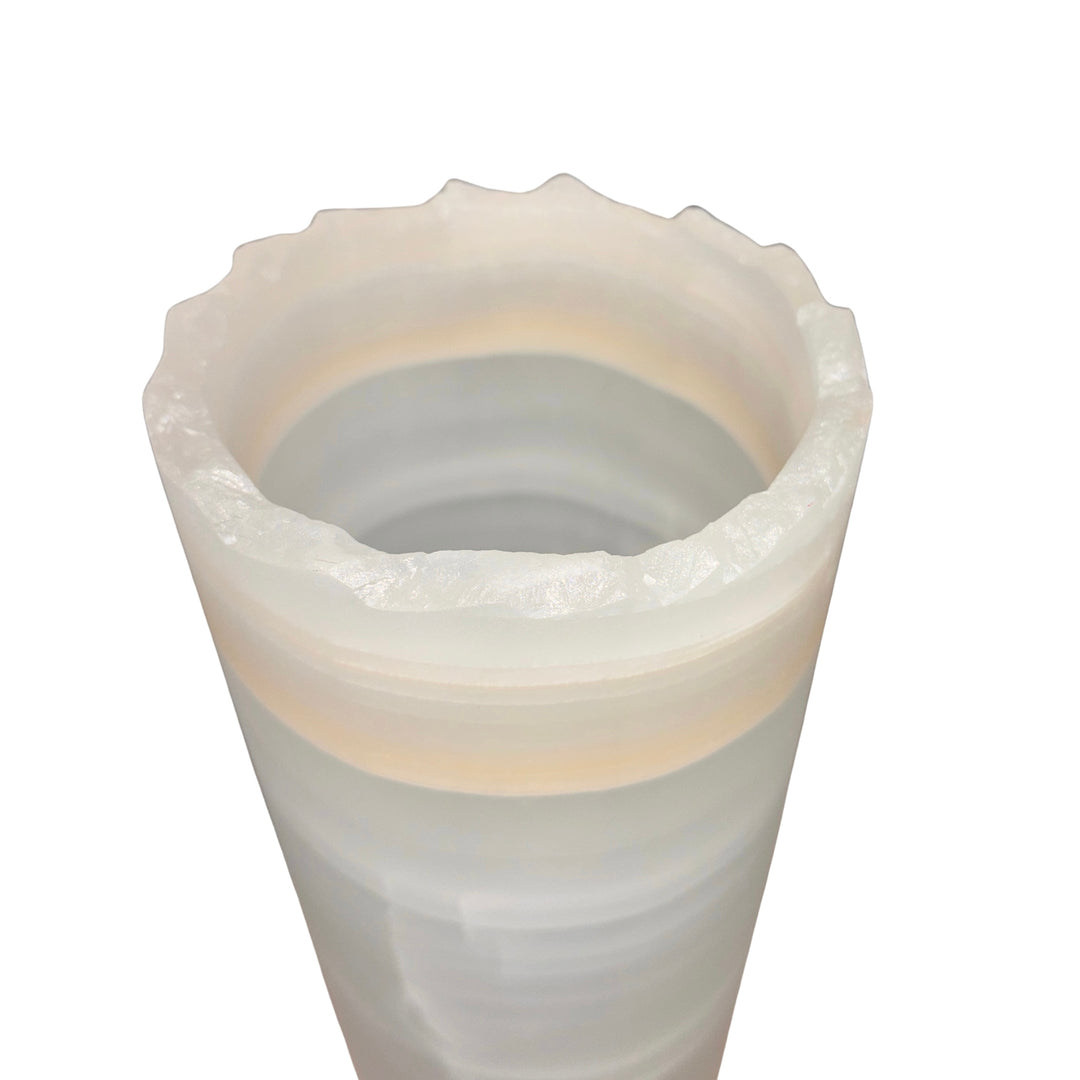 White Ice Onyx Lamp Live Edge 12"H x 4.5"W