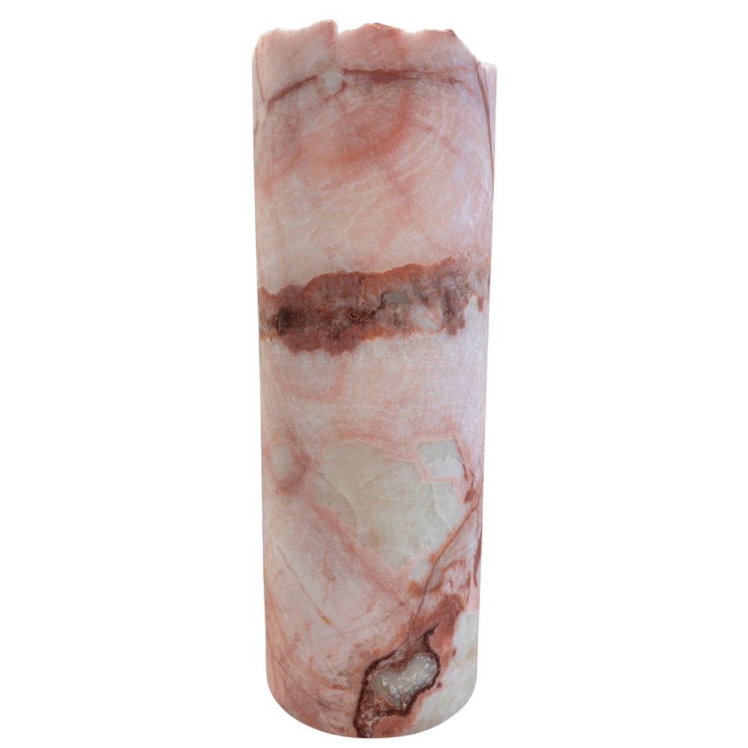 Dusty Rose Hand Carved Onyx Lamp 12”H x 4.5”W