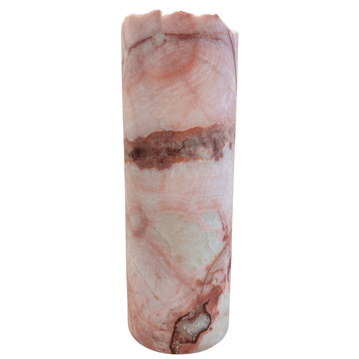 Dusty Rose Hand Carved Onyx Lamp 12”H x 4.5”W