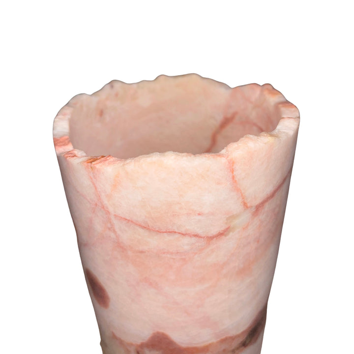 Dusty Rose Hand Carved Onyx Lamp 12”H x 4.5”W
