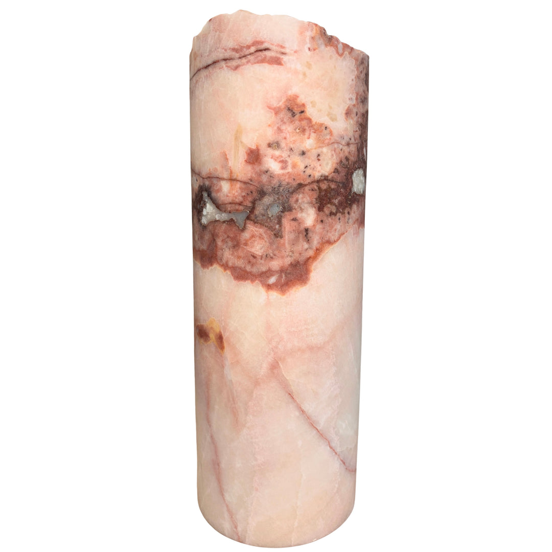 Dusty Rose Hand Carved Onyx Lamp 12”H x 4.5”W