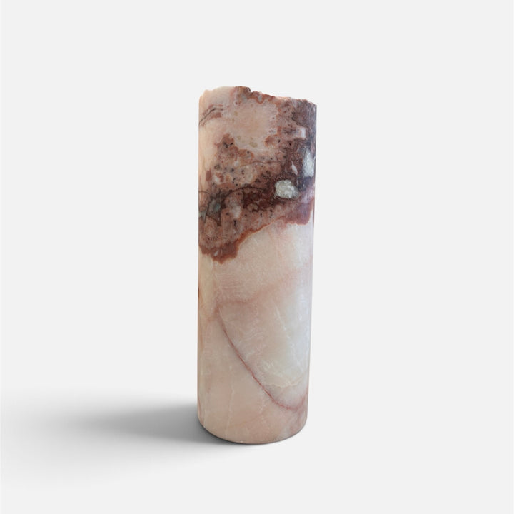 Dusty Rose Hand Carved Onyx Lamp 12”H x 4.5”W