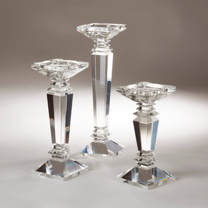 Crystal Lucite Candle Holder: Clear / 10"