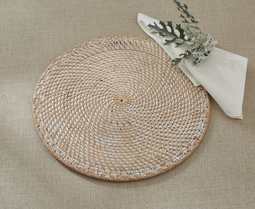 Rattan Charger - White Set of 4
