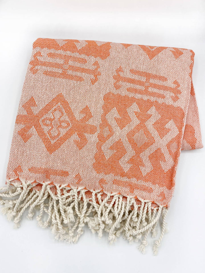 Mexican Blanket | Aztec Throw | Turkish Cotton Beach Towel: Aqua