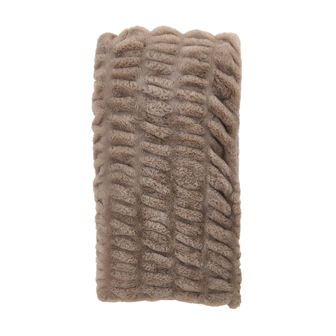 Ribbed Faux Fur Throw Blanket - Mocha, 50"x60"