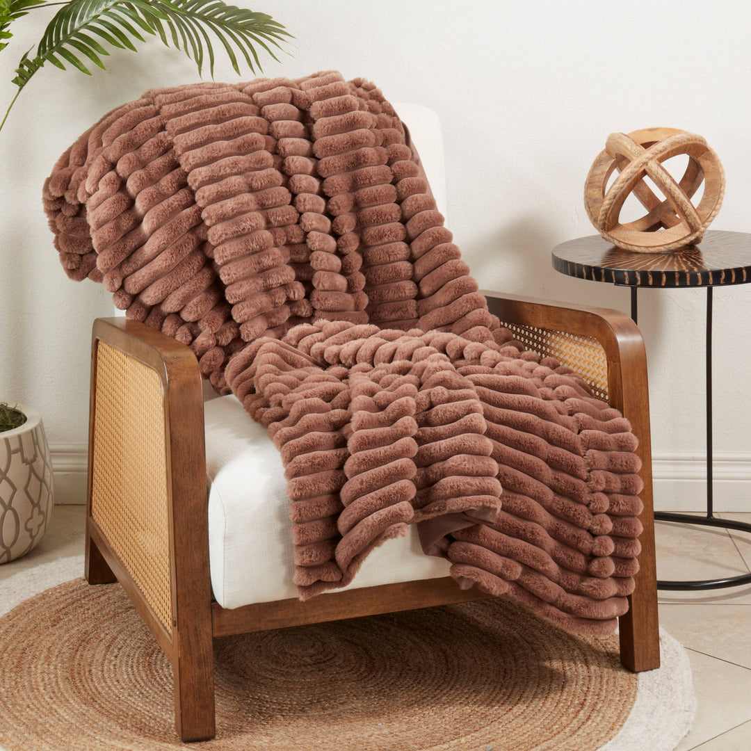Faux Rabbit Fur Throw: Brown / 50"x60"