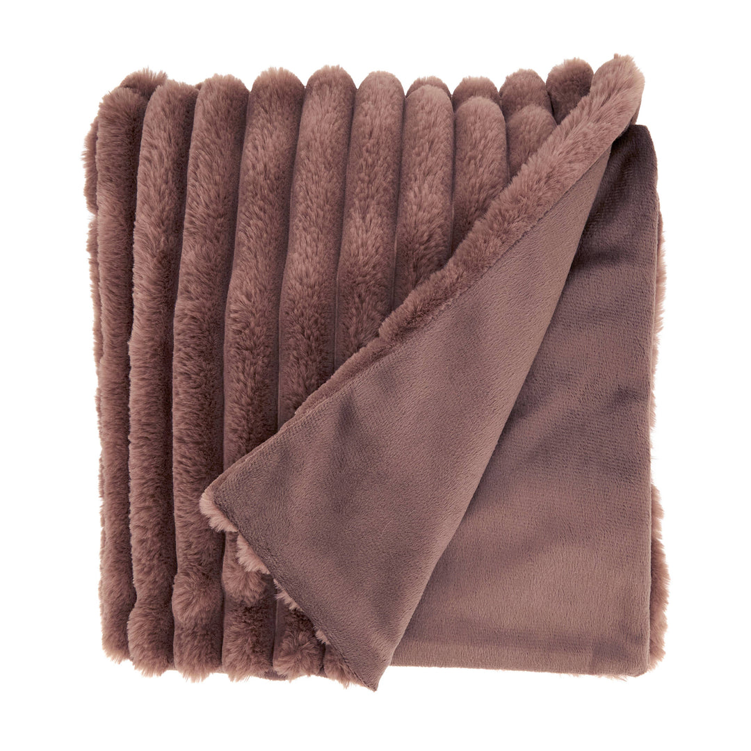 Faux Rabbit Fur Throw: Brown / 50"x60"