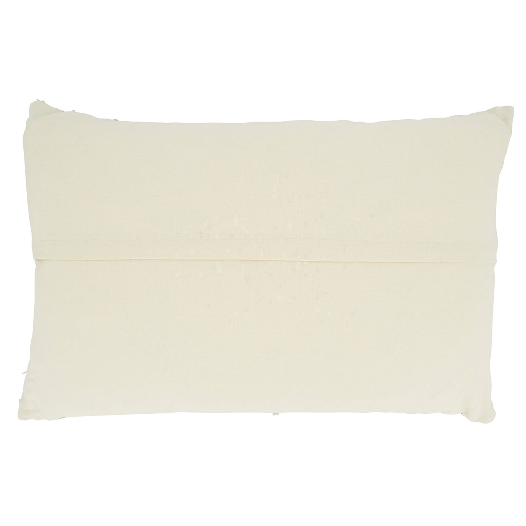 Woven Throw Pillow With Line Design: Blue / Down Filled / 16"x24"
