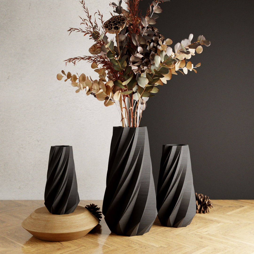TIMBER Vase: Midnight Black / 10 inches / Waterproof Insert