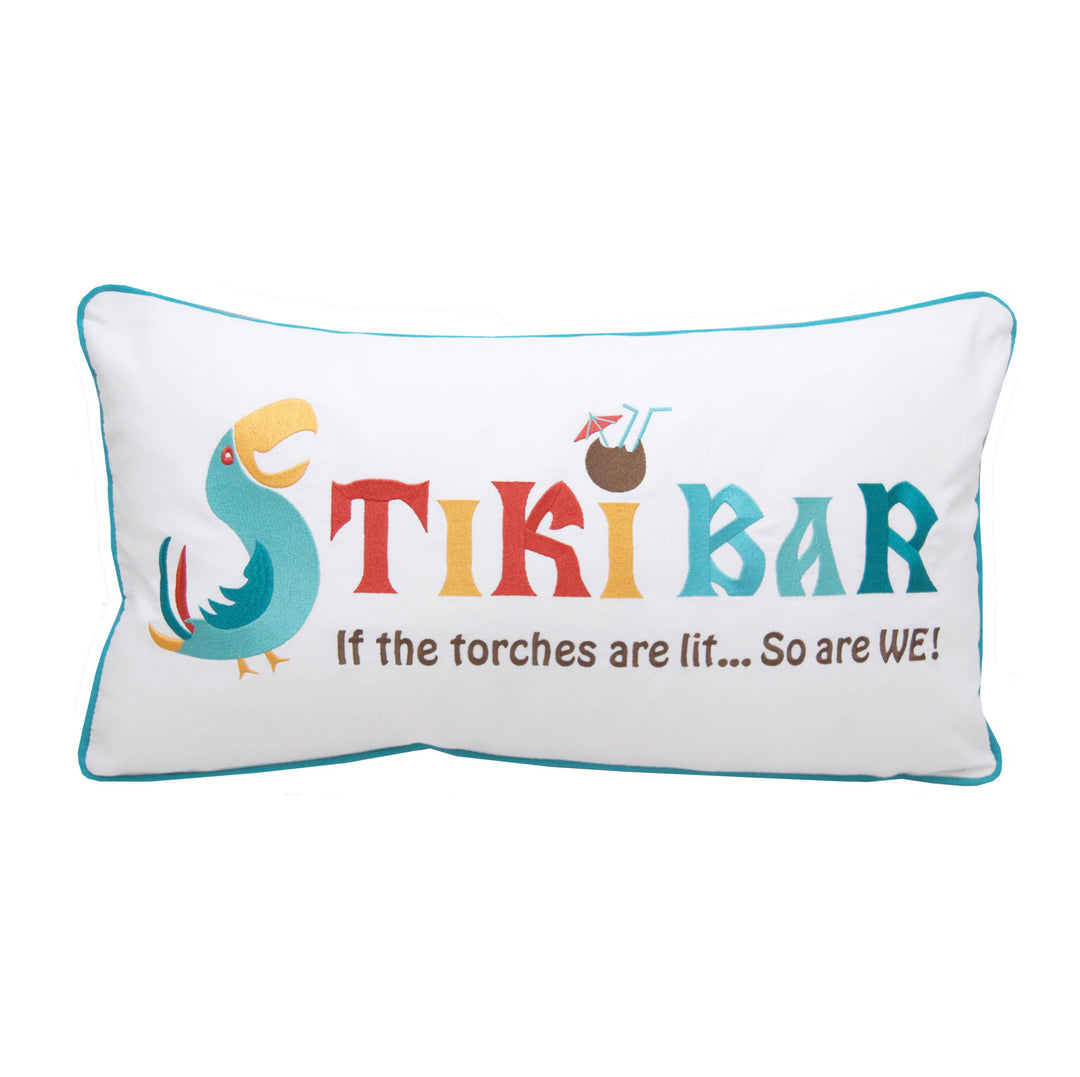 Tiki Bar Embroidered Indoor/Outdoor Lumbar Pillow