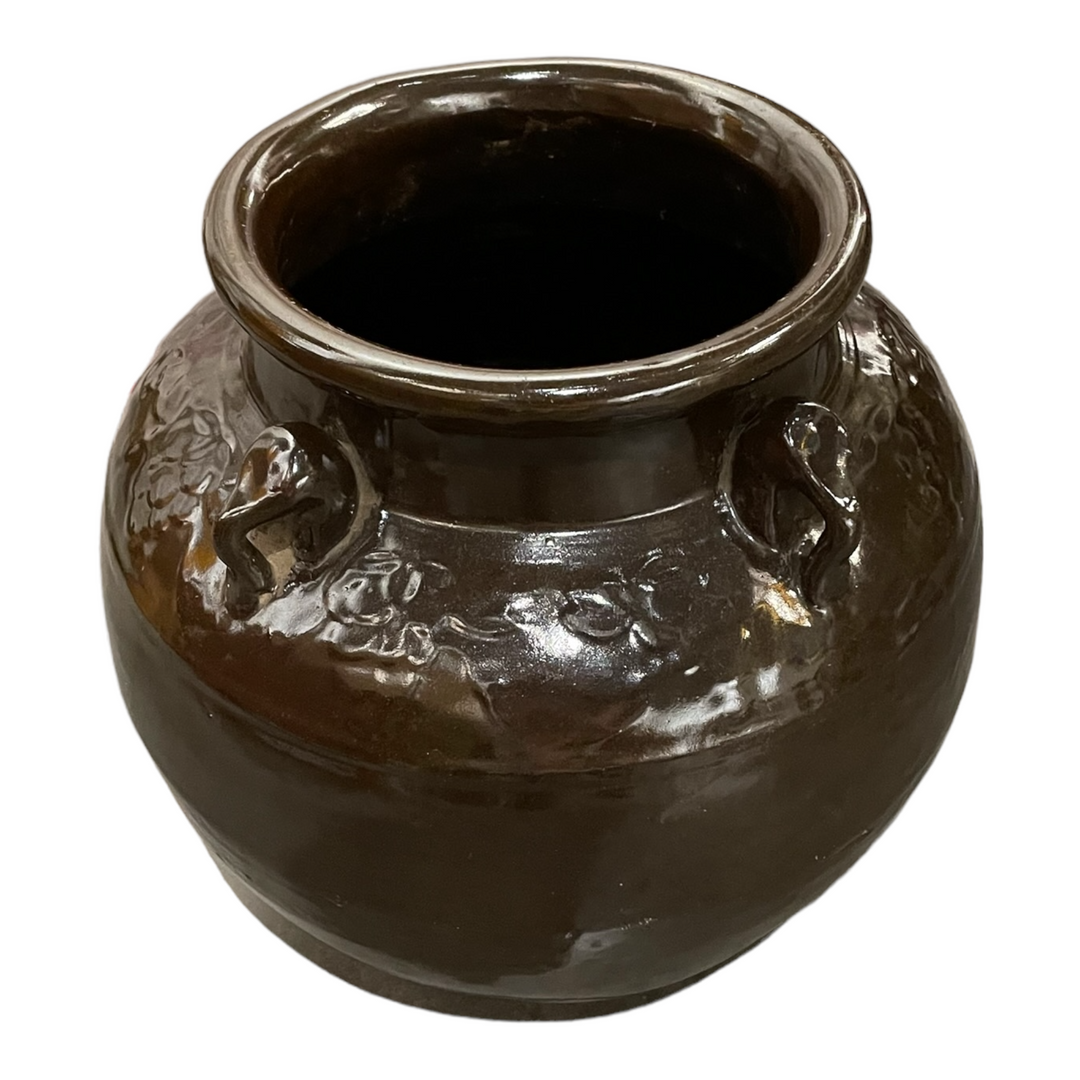 Antique Black-Glazed Four Handle Pot