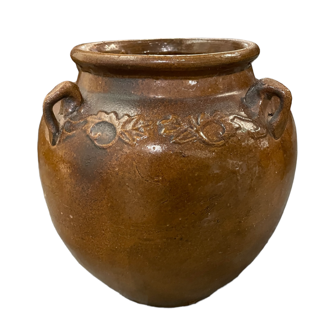 Antique Dark Brown-Glazed Four Handle Pot