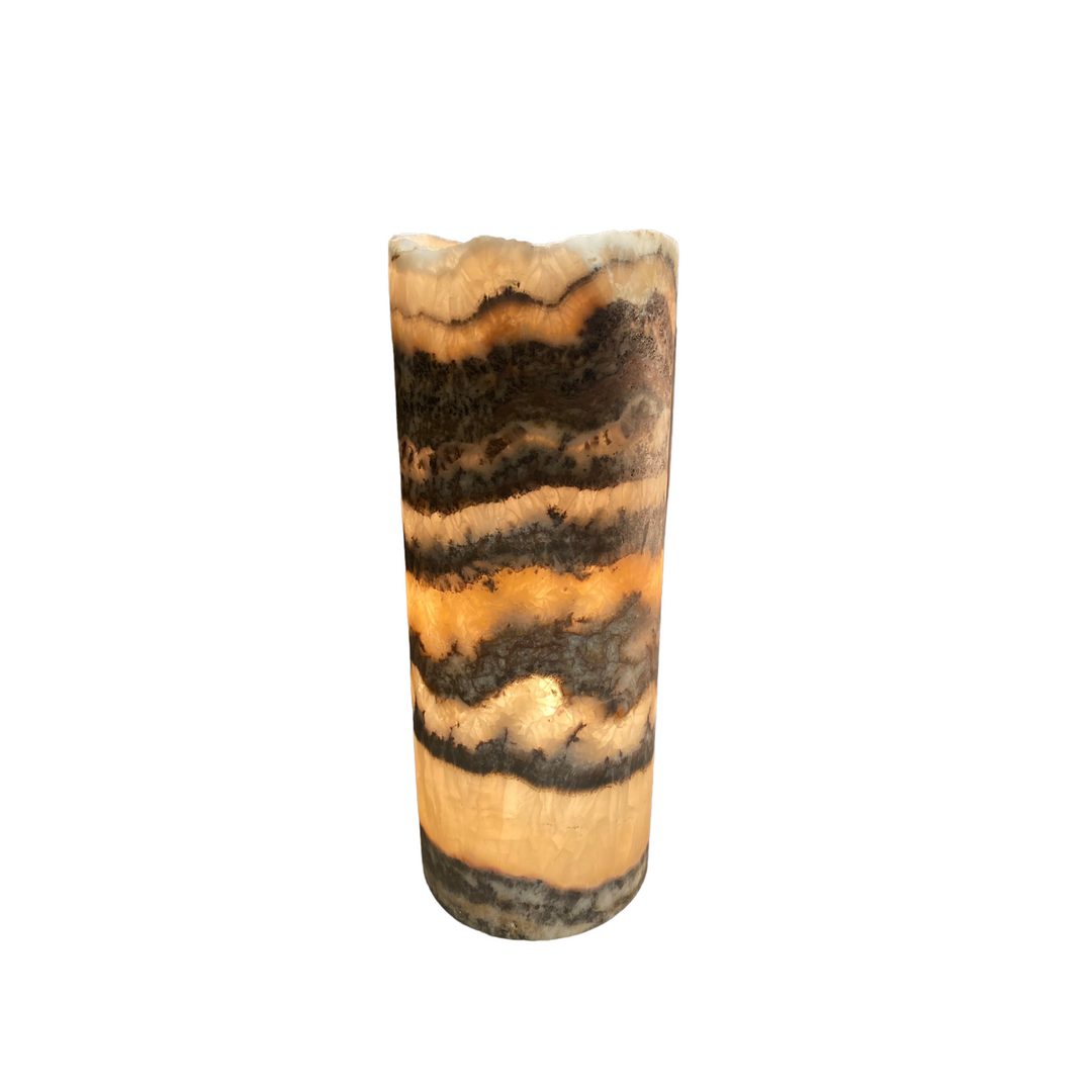 Exotic Zebra Onyx Lamp Live Edge 12" H x 4.5"W