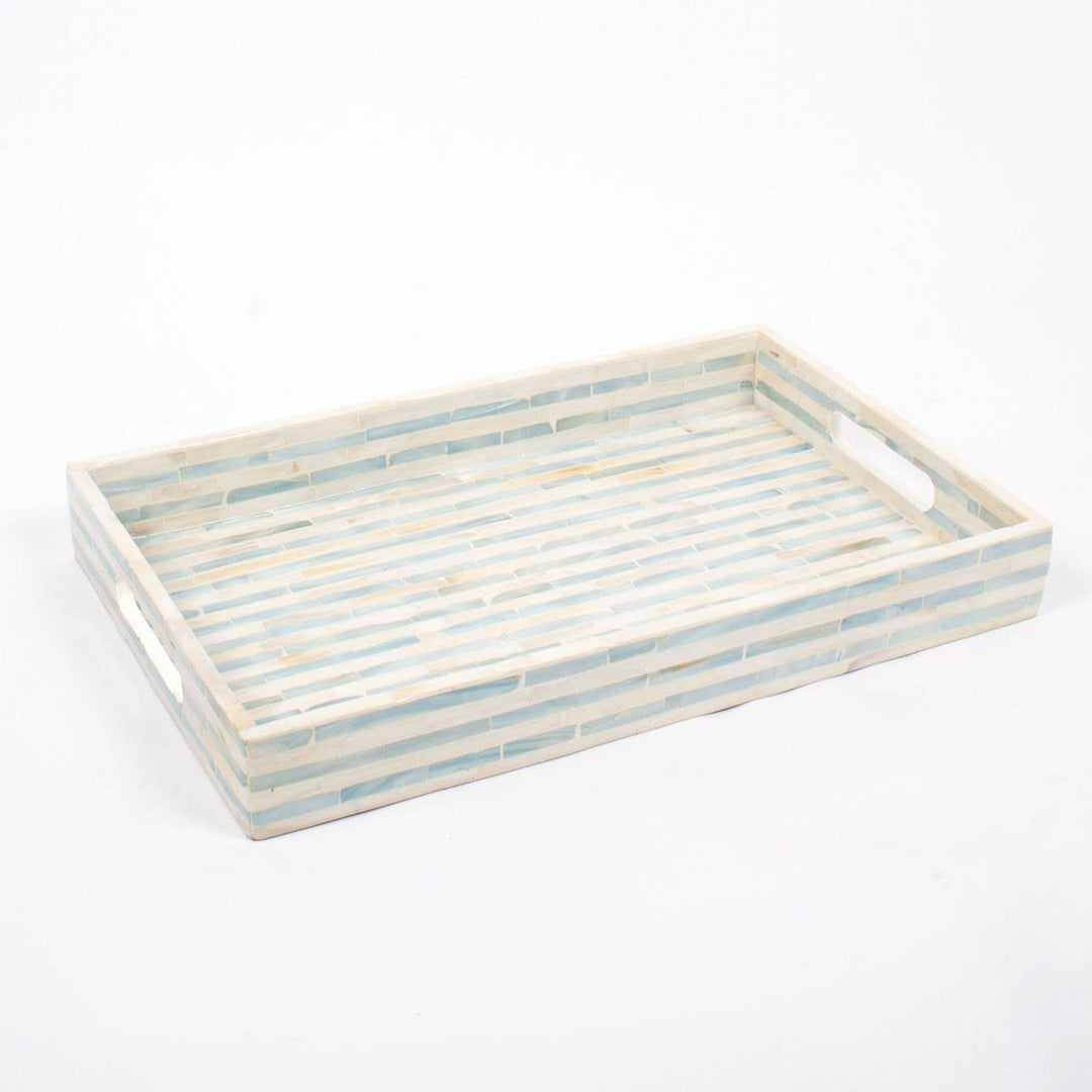 Striped Mother of Pearl Tray- 15.5"