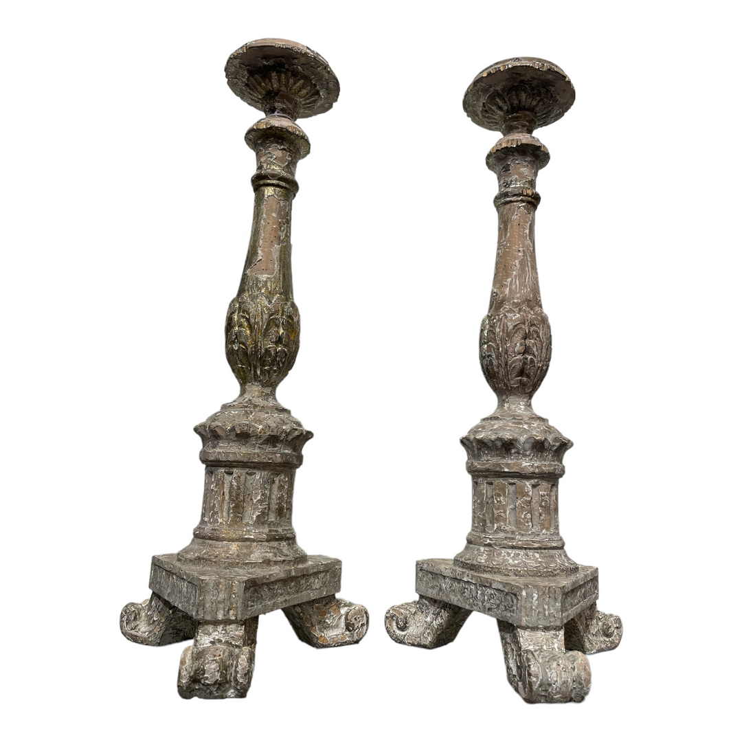 Antique Pillar Candle Holders