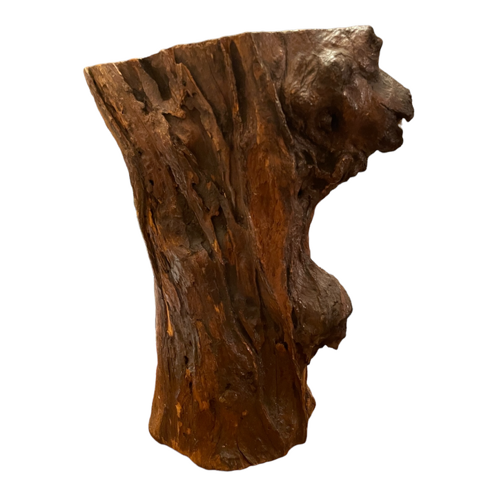 Vintage Sculpture of Woman Carved into Solid Wood
