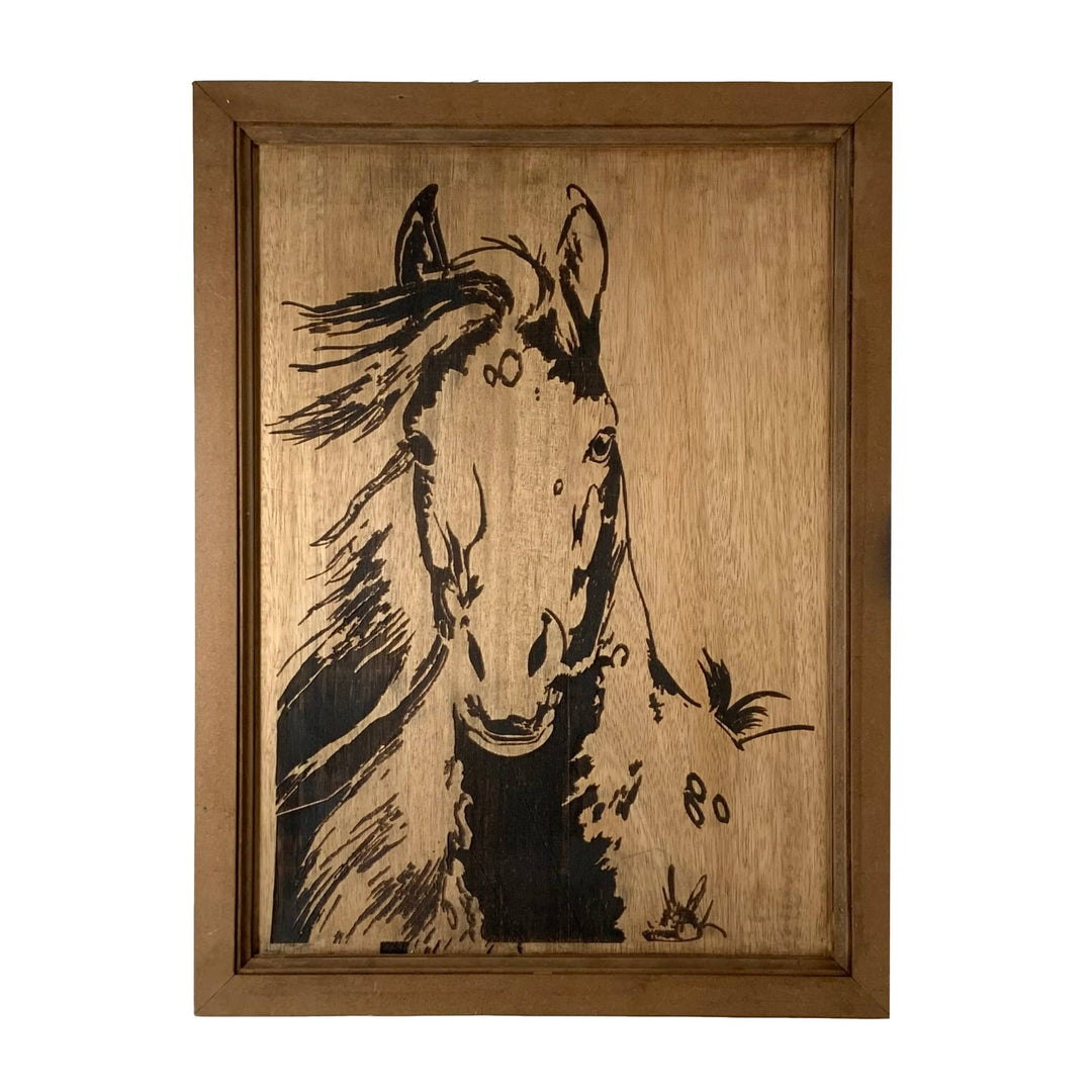 Branding Iron Horse Design Laser Etched Wall Art Panel