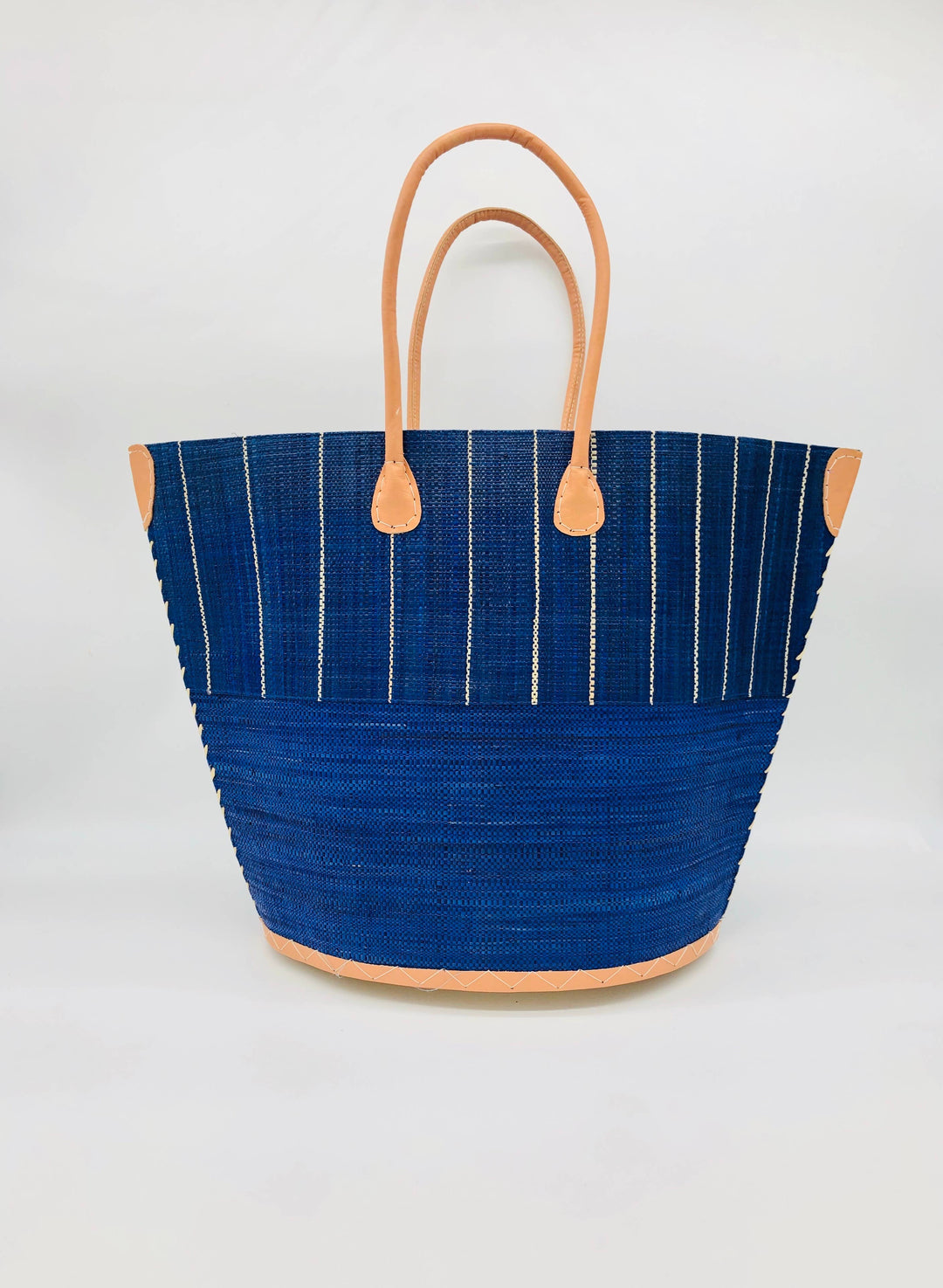 Santa Cruz Two Tone Pinstripes Large Straw Tote Bag