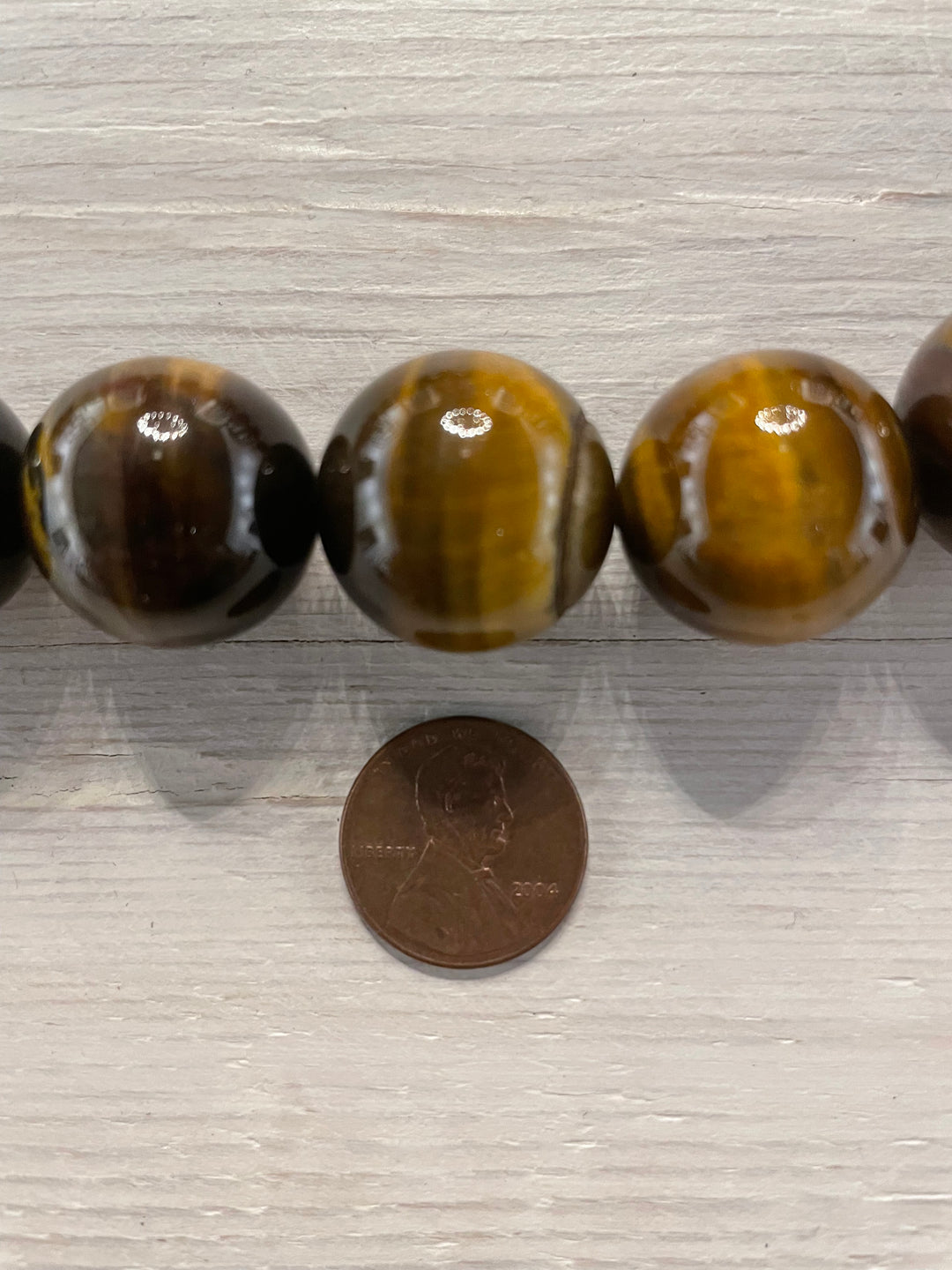 Large Genuine Tiger Eye Brown Stone Bead Garland, Necklaces 20"