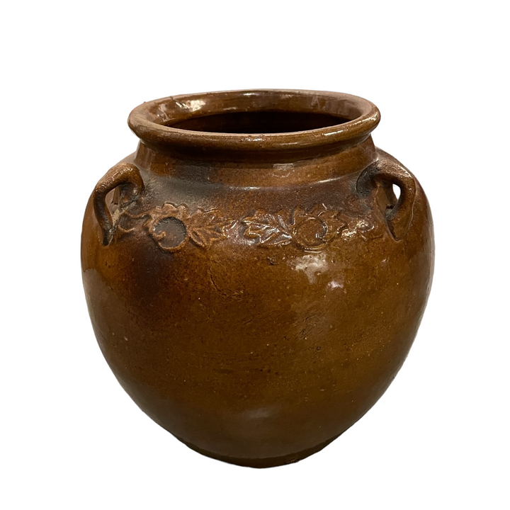 Antique Dark Brown-Glazed Four Handle Pot