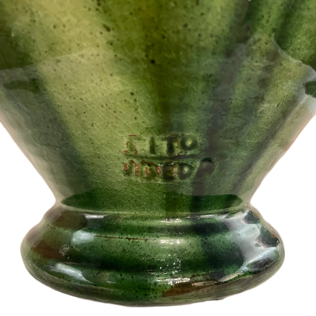 Tall TITO UBEDA (Spain) Green Glaze Ceramic Jug