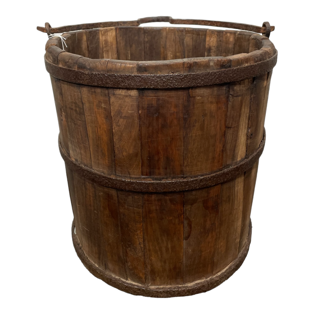 Antique Water Bucket w/ Hand-Forged Iron Handle