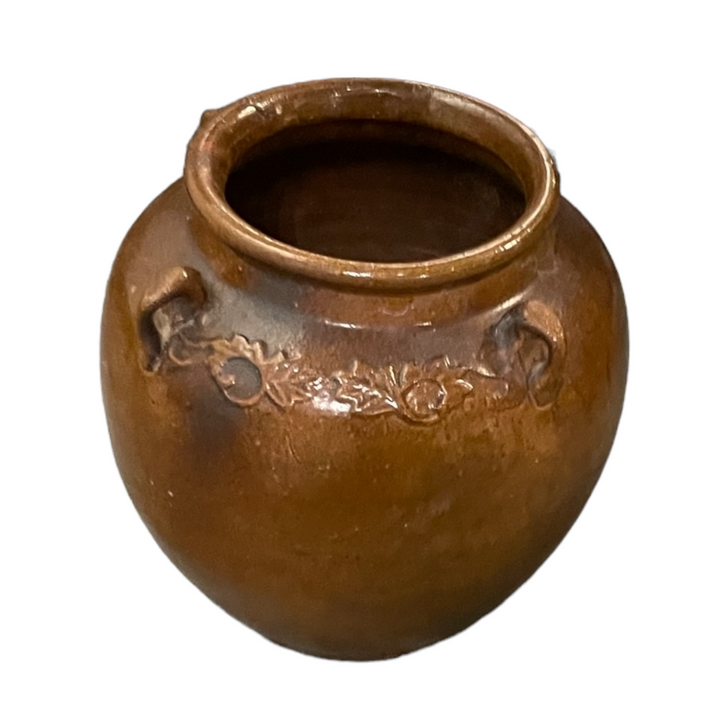 Antique Dark Brown-Glazed Four Handle Pot