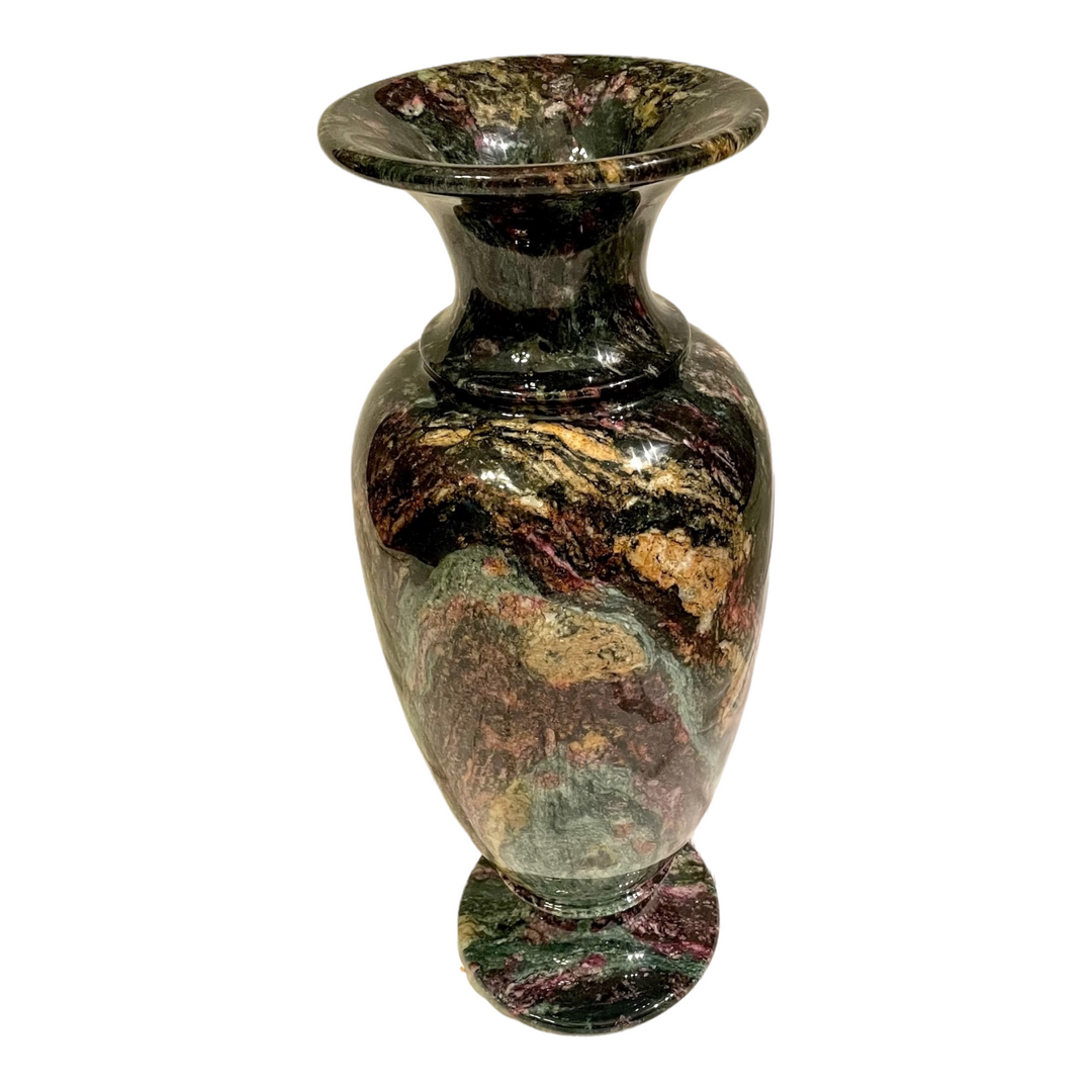 Rare Exotic Seven Shade Serpentine Vase