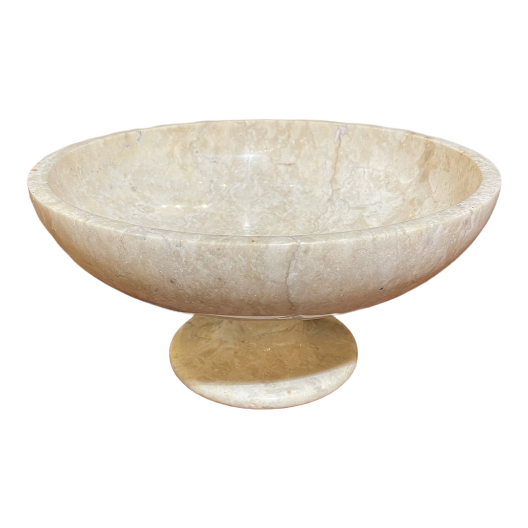 Solid marble ivory/cream pedestal bowl