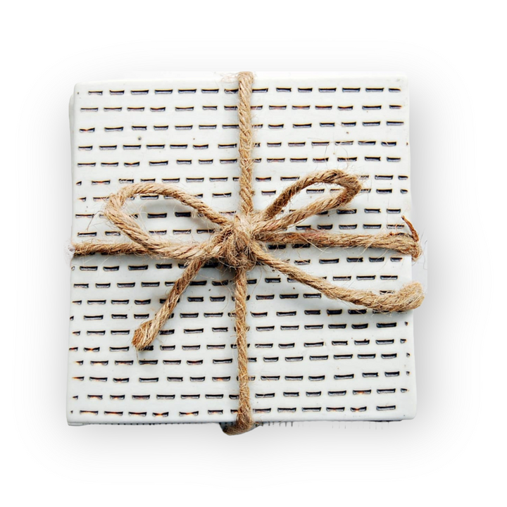 Handcrafted Brown & White Coaster Squares