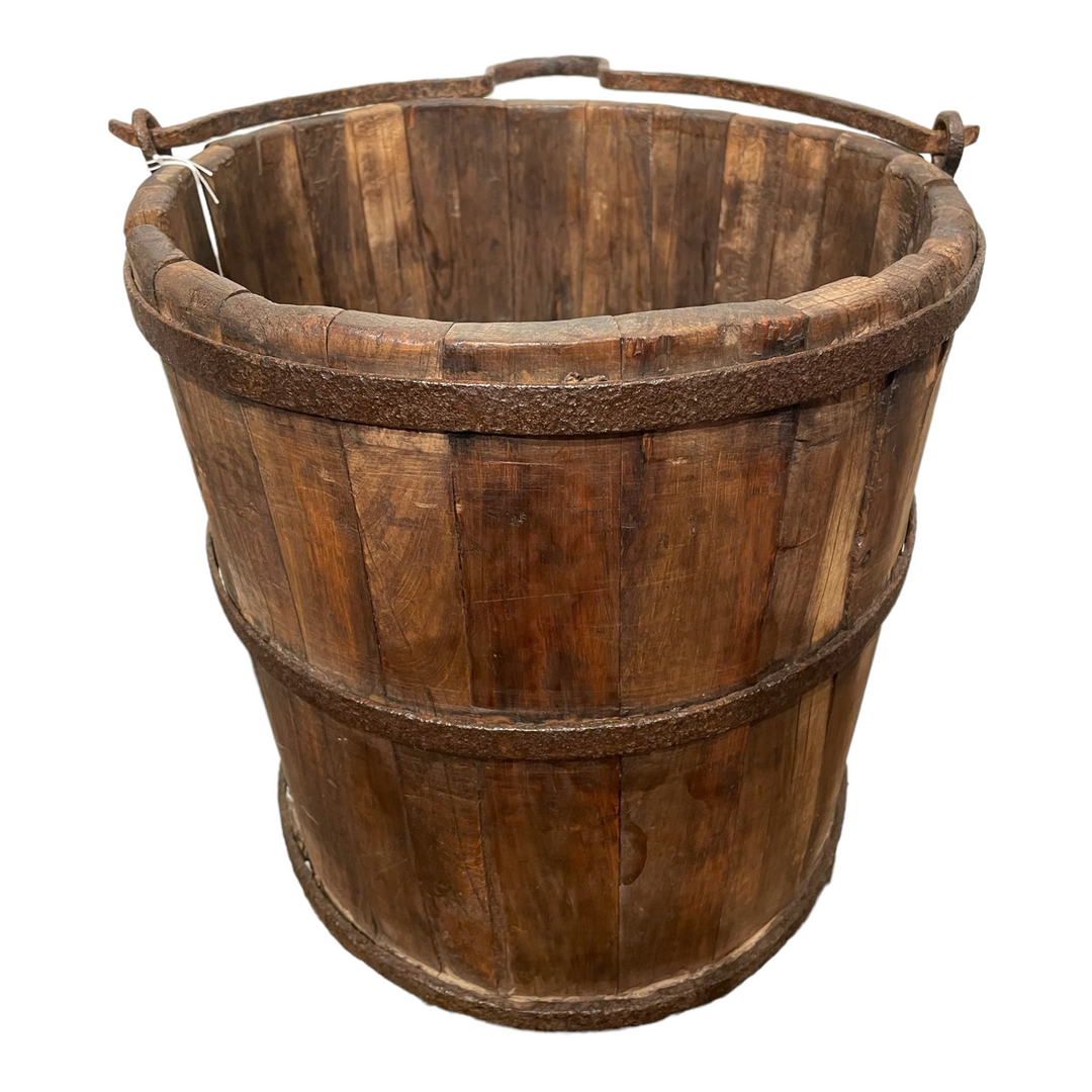 Antique Water Bucket w/ Hand-Forged Iron Handle