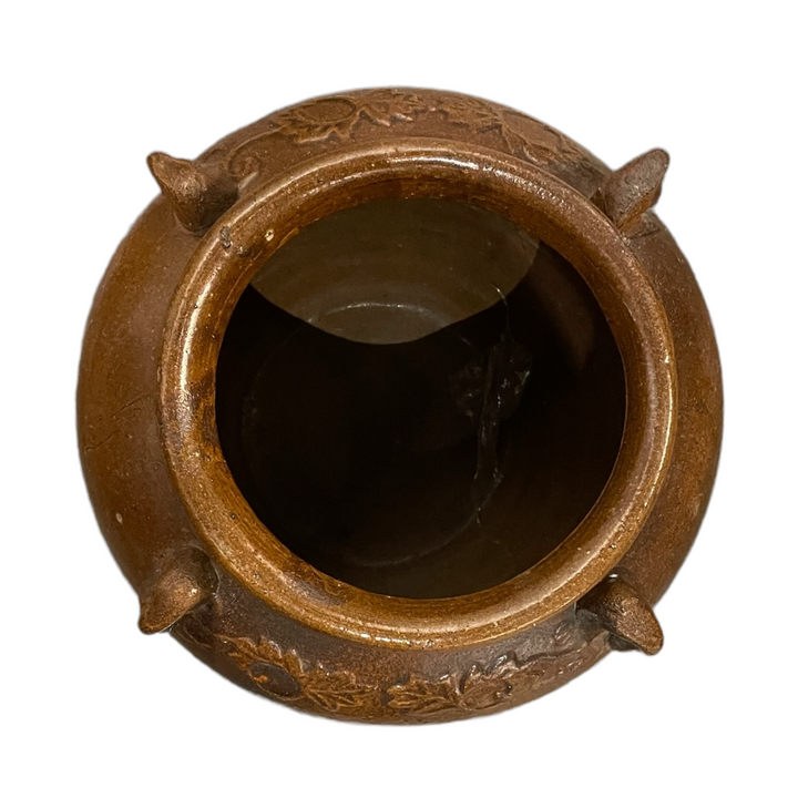 Antique Dark Brown-Glazed Four Handle Pot